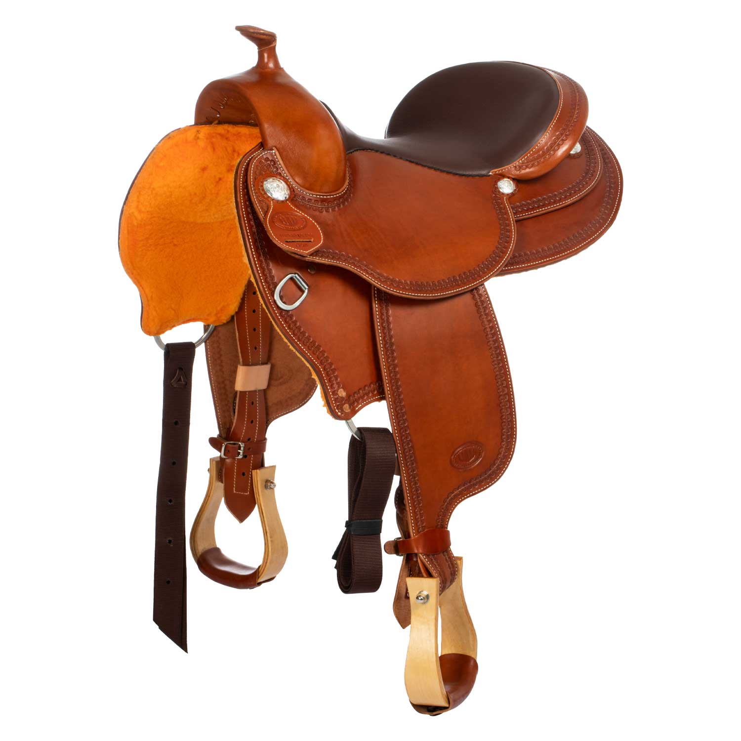 Westernsattel Westwood All Round Border #2 – Niedriger Riemen – Cognacfarbenes Leder