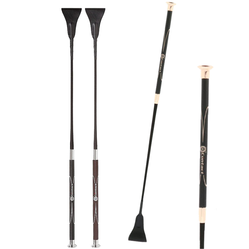 Fleck Contact Dressurpeitsche 130cm - Schwarz Mit Rutschfestem Griff