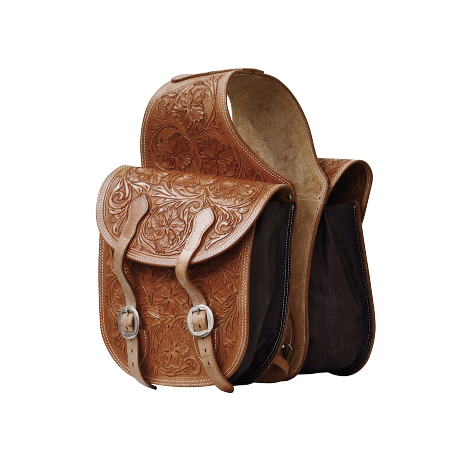 Sacoche de selle arrière POOL’S en cuir – Motifs floraux
