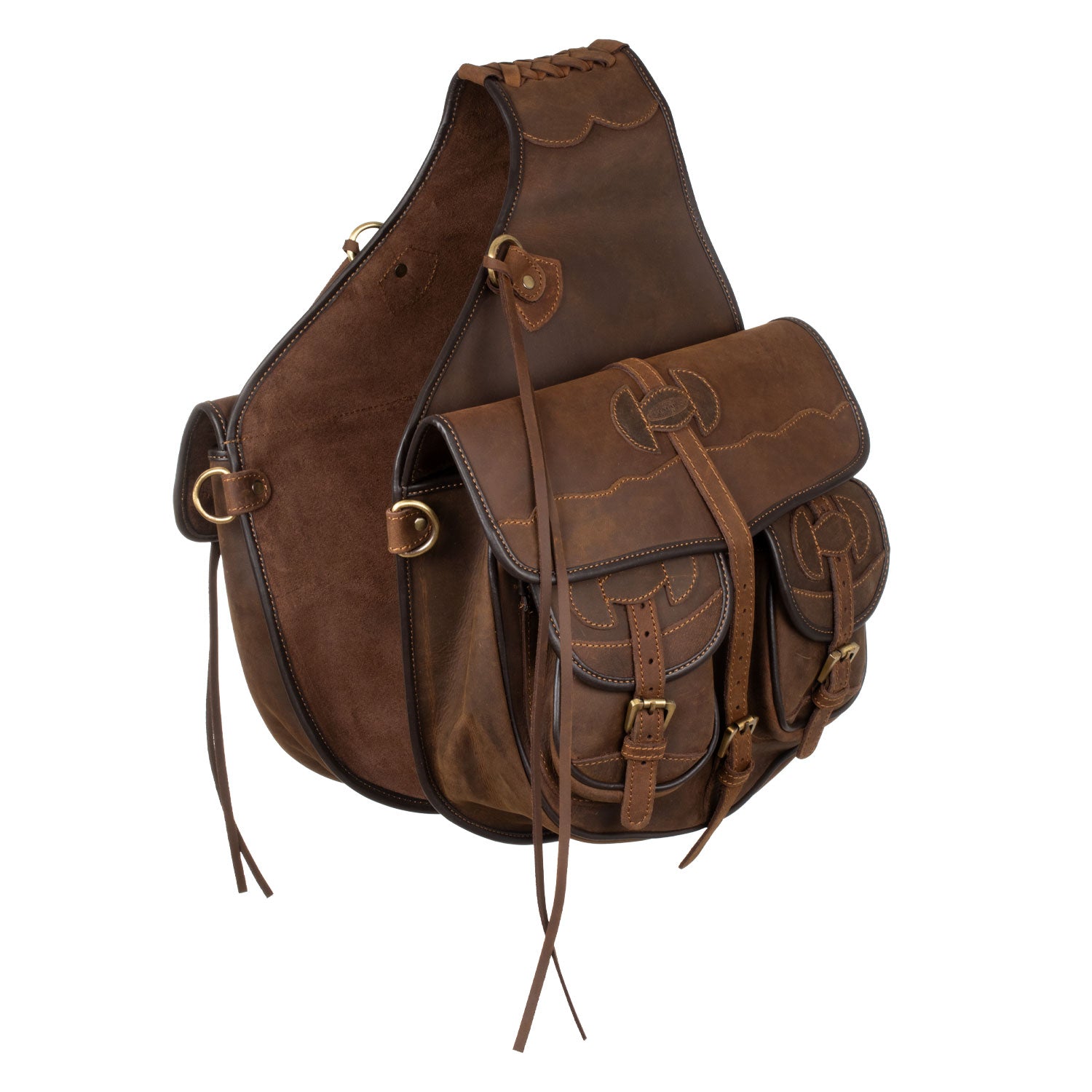 Sacoche de selle western en cuir décoré – Dos de selle